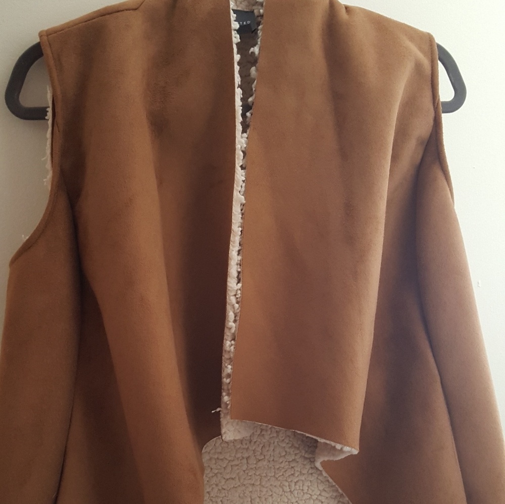 The Limited faux suede tan vest.